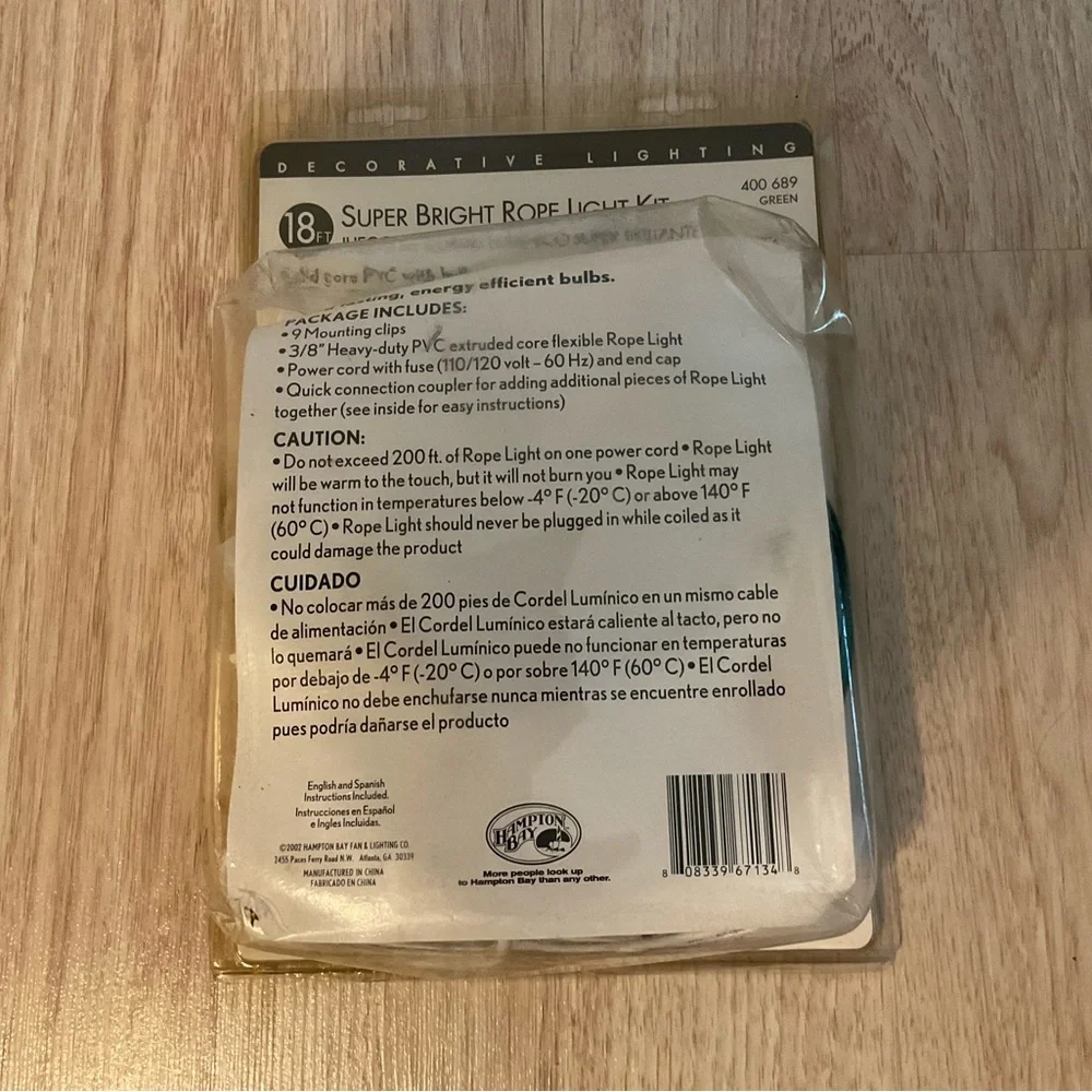 NEW Hampton Bay Super Bright Rope Light Kit 18ft Green Christmas